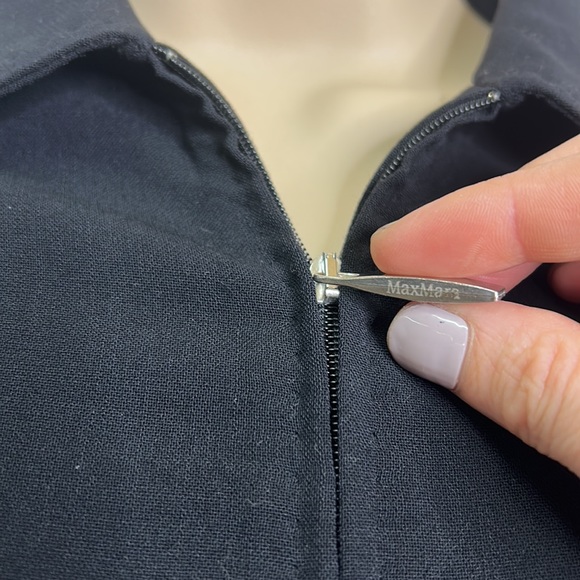 MaxMara Cucito a Mano Italian wool pocketed collar full zip lightweight jacket - Picture 4 of 7